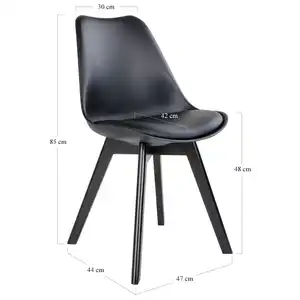 Silla de comedor con asiento de PU de plástico simple y ligero, muestra gratis, muebles de comedor de Hotel para el hogar con patas de plástico de madera negra