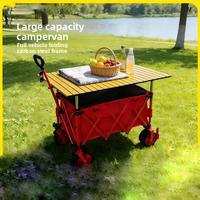 Chariot pliable pour le camping en plein air, chariot pliable extra-large en acier à haute teneur en carbone, capacité de charge élevée, chariot compact, chariot de pique-nique