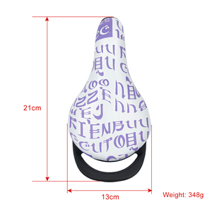Sella per Bicicletta Bianca e Viola con Stampa di Lettere, 21x13cm, 348g, con Morsetto in Acciaio - Product Image 5