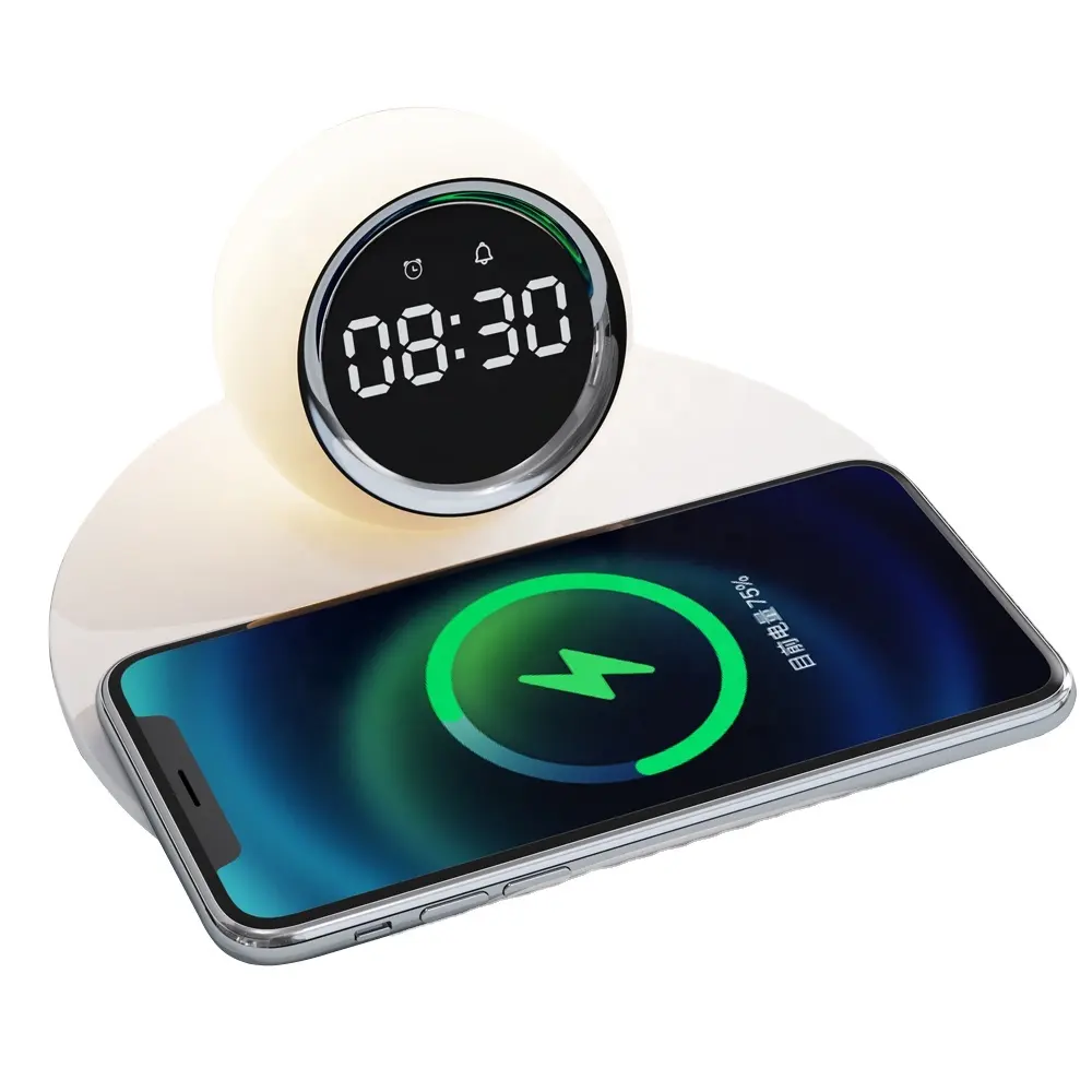 Reloj despertador digital táctil con carga inalámbrica, nuevo modelo, regalo de Navidad, 15W, compatible con apple y android, 2022