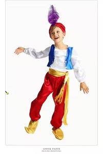 Costume de fête de carnaval pour enfants, garçon arabe du Moyen-Orient, Aladdin, lampe magique avec pantalon et haut - Product Image 2