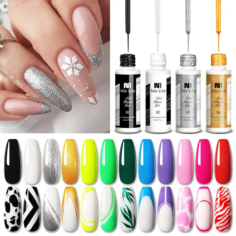 3d 12 Colors Uv Gel Line Drawing Nail Lines 2022 8ML Nails Supplies Salon Gel Nail Polish
