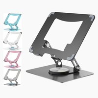 Polyvalent 360 °   Support de bureau pliable en métal pour ordinateur portable et tablette, réglable en hauteur et rotatif, avec fonction de refroidissement
