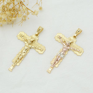 3 тона 14K Oro ламинадо Виктория распятие Иисус крест подвеска Религиозные ювелирные изделия христианские для мужчин - Product Image 2