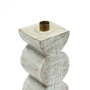 Decorative Wooden Candle Holder 4X4X12 Inch Elegant Centerpiece For Table Decor - Product Image 4