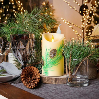 Lampe à bougie LED décorative en paraffine, design pomme de pin, télécommande, fonctionne sur piles, pour Halloween, Nouvel An, hiver, table de fête