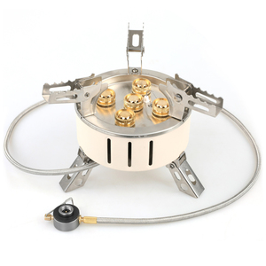 Poêle split <span class=keywords><strong>portable</strong></span> en acier inoxydable Brûleur à allumage piézo autre Équipement de <span class=keywords><strong>camping</strong></span> Coupe-vent Furious fire Copper five head poêle - Product Image 2