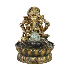 Ganesha-fuente de agua con luz Led, estatua religiosa de Buda Feng Shui