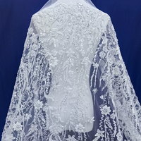 Tissu en dentelle de tulle brodé de perles et de sequins en forme de poire pour robe de mariée, rideau, nappe DIY