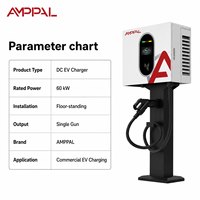 Solution de recharge rapide DC fiable AMPPAL 60KW pour déploiement commercial, stationnement public, accès RFID, chargeur DC EV extérieur stable