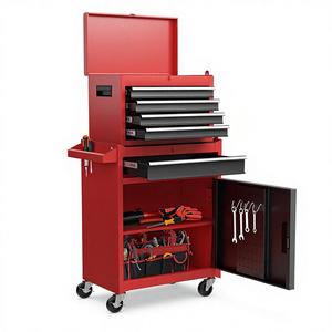 Caja de Herramientas Rodante <span class=keywords><strong>Goplus</strong></span> con 5 Cajones, Ruedas con Bloqueo, Cajones Deslizantes, Parte Superior Desmontable, Estante Ajustable (Rojo+Negro) 40x11x23.5 - Product Image 1