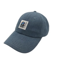Casquette de baseball personnalisée à 6 panneaux en jean de haute qualité chapeau de papa lavé en denim de luxe avec broderie à la main patch d'étiquette tissée couleur bleue
