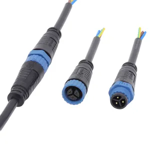 Professional IP68 Waterproof Cable Connector 2 pin Male and Female M15 Power Adapter Connector