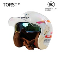 Casque intégral rétro Cqfmk TORST 606 pour moto/voiture électrique, en ABS, quatre saisons, universel, double visière, 3C