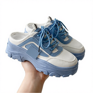 <b>Small</b> White Walking Shoes Thick Soles Light <b>Weight</b> for Women Spring Autumn Student Sports Breathable Height Shoes - Product Image 3