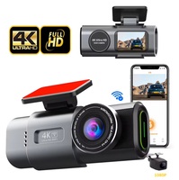 Caméra embarquée double 4K+1080P avant et arrière avec capteur G, enregistrement en boucle, détection de mouvement, WiFi, application et GPS