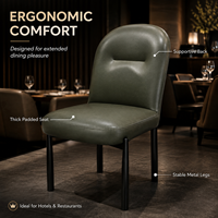Chaise de salle à manger ergonomique moderne avec dossier incurvé matelassé, assise rembourrée beige, pieds en métal pour hôtel, restaurant