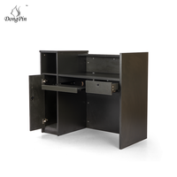Comptoir de caisse moderne pour salon de beauté, table de réception spacieuse en MDF et acier inoxydable pour salon de manucure