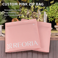 Sac d'emballage à fermeture éclair rose mat avec logo personnalisé, pochette en plastique refermable pour le rangement de lingerie, soutien-gorge, maillots de bain