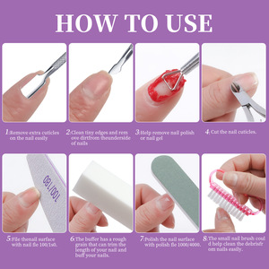 Kit professionnel de réparation des ongles 9 pièces : Gel, coupe-ongles en acier inoxydable, lime à ongles, bande de polissage, outils liquides pour cuticules - Product Image 6