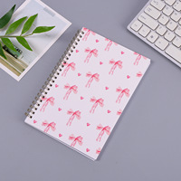 En stock, carnet à spirales rose mignon avec nœud, couverture rigide A5, 100 pages, reliure à spirales métalliques, carnet de notes, agenda, meilleurs cadeaux pour filles