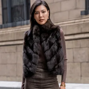 2023 Nova Moda Estilo Curto Grosso Quente Casaco Sem Mangas Outerwear Inverno Real Sable Fur Vest Para As Mulheres