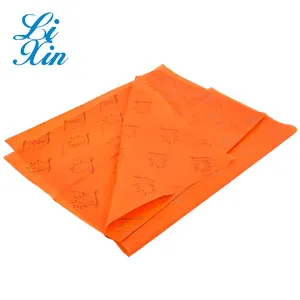 Kantong kertas putih mudah terurai pola cetak oranye kemasan kertas katup sablon kemasan merek kustom