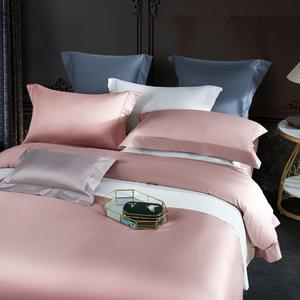 OEM/ODM personalizable Rosa 100% algodón <span class=keywords><strong>color</strong></span> liso edredón funda nórdica lujo tamaño king juego de cama 140S algodón egipcio - Product Image 3