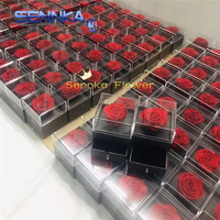 Nouveau design noir avec des roses argentées brillantes Rose préservée enchantée dans une boîte en cuir de luxe haut de gamme