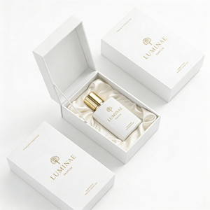 Caja de Regalo Rígida de Lujo para Perfume Personalizado, con Tapa Magnética Abatible e Inserto de Seda para Botella de 100 ml, Estampado Dorado, OEM - Product Image 4