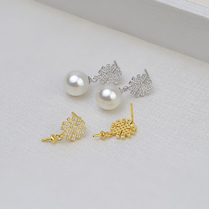 Accessoires féminins DIY, pendentif flocon de neige en argent semi-fini S925, support de boucles d'oreilles en perles, ensemble de bijoux pour - Product Image 4
