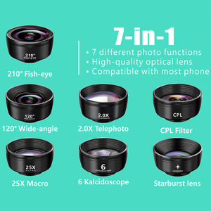 Kit d'objectifs universels pour téléphone HD 7-en-1 et 10-en-1 avec grand angle, <span class=keywords><strong>macro</strong></span> et fisheye pour tous les smartphones - Product Image 2