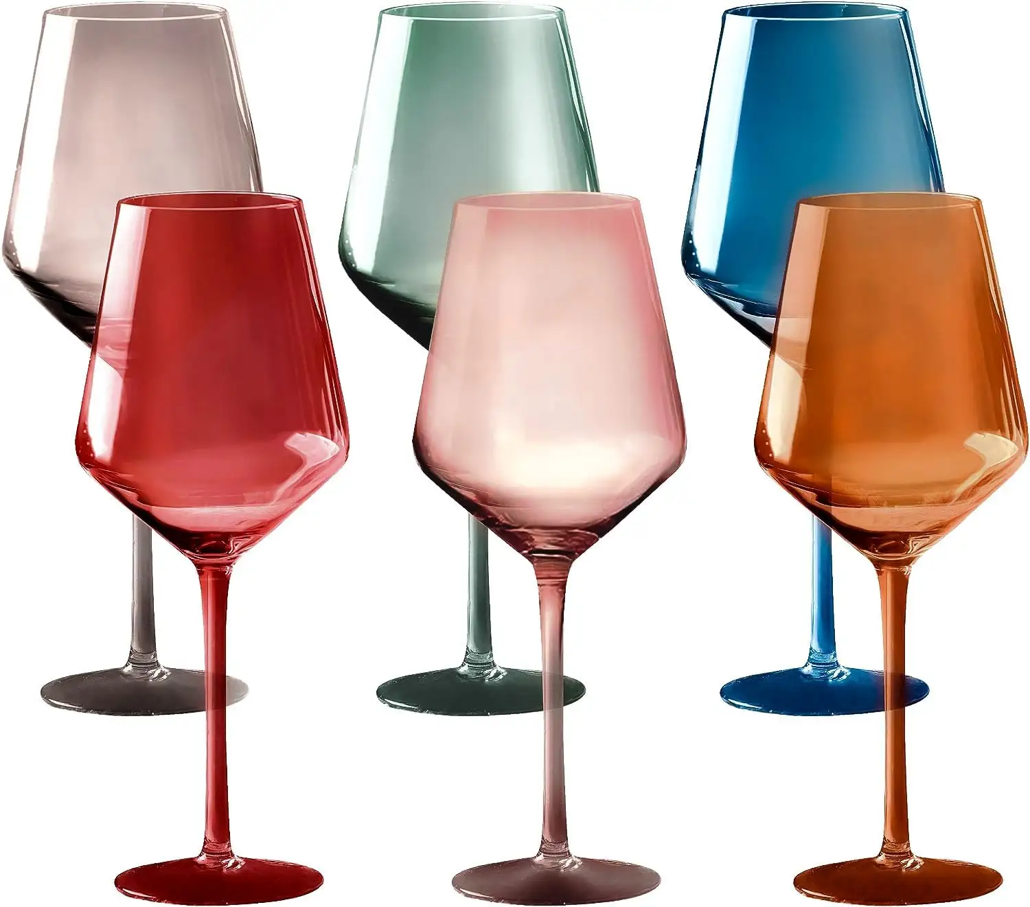 Top Seller 2023 Colored Wine Glass Set Italian Style Tall Stemmed Wine Glasses Set of 6 MULTI-COLORED WINE GLASSES