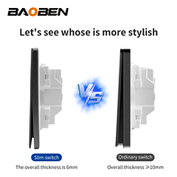 BAOBEN Panneau de Prise Murale Ultra-Mince 86-Type 16A en Verre Trempé Gris avec Alimentation USB-C 250V