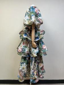 <span class=keywords><strong>Vestido</strong></span> Floral de Alta Calidad para Mujer, Elegante, con Mangas Farol, Volantes, Transpirable, Estilo Vintage, Vestidos de <span class=keywords><strong>Fiesta</strong></span> Hechos de Tela de Chifón - Product Image 3
