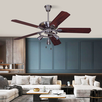 Ventilateur de Plafond de Luxe Fantaisie Silencieux à 5 Lames avec Lumière pour Chambre à Coucher Patio Café