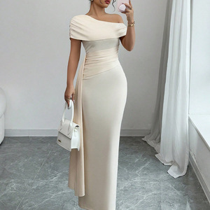 Women's Summer Socialite Style Asymmetrical High Waist Anti-static Elegant Backless Sexy <strong>Dress</strong> Raglan - Product Image 1