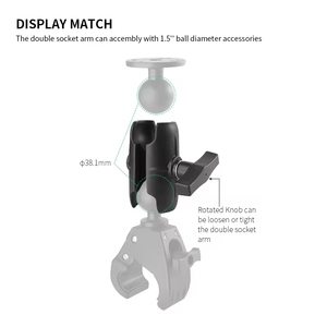 Support de fixation de guidon en alliage d'aluminium avec boule de 1,5'' pour rails de 18 mm à 35 mm de diamètre pour support de téléphone de vélo ou moto - Product Image 6