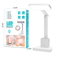 Lampe de bureau multifonctionnelle rechargeable à LED avec porte-stylos, protection des yeux, veilleuse, style moderne pour étudiants et bureau à domicile