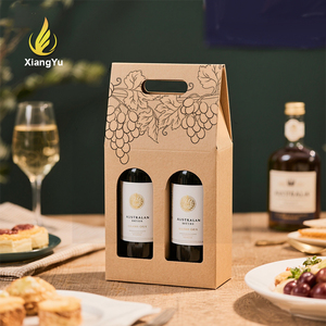 Caja <span class=keywords><strong>de</strong></span> Vino Personalizada con Ventana Transparente y Asa, Fabricada con Cartón Corrugado Resistente para 2 Botellas <span class=keywords><strong>de</strong></span> Vino, Tequila o <span class=keywords><strong>Vodka</strong></span>, <span class=keywords><strong>de</strong></span> Fábrica con 16 Años <span class=keywords><strong>de</strong></span> Experiencia - Product Image 1
