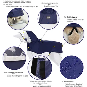 Custom Waterproof <strong>Nylon</strong> Pet Fashion <strong>Raincoat</strong> Lightweight High-Visibility for Walking Dogs Rainy Weather for French Bulldogs - Product Image 3