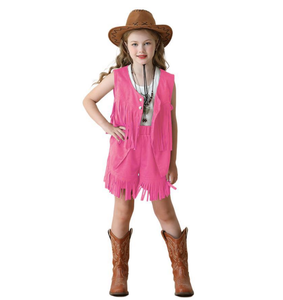 Ecoparty Western Cowboy Cowgirl <span class=keywords><strong>chaleco</strong></span> para niños niñas gamuza borla flecos <span class=keywords><strong>chaleco</strong></span> Top Halloween fiesta vestir vaquero <span class=keywords><strong>disfraz</strong></span> - Product Image 4