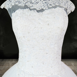 White Ball Gown Wedding Dress Sweetheart Neckline Natural Waist Cut Out Detail Polyester Fabric - Product Image 3