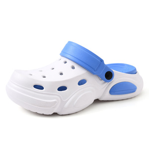 Men's <b>Clogs</b> Summer Outdoor Wear Non Slip Thick Soled Height Increasing Breathable Beach Sandals White Blue Color Blocking - Product Image 5