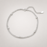 Bracelet à billes argentées SL62, double couche, design géométrique rond, bijoux polyvalents pour femmes, à porter au quotidien, cadeau, vente en gros