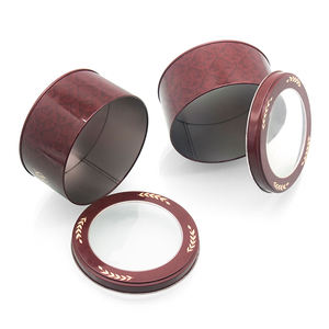 กล่องดีบุกทรงกลมแบบกำหนดเอง ขายส่ง กล่องโลหะเปล่าสำหรับบรรจุภัณฑ์ กล่องดีบุกนูนลายสำหรับใส่คุ้กกี้ เค้ก - Product Image 4