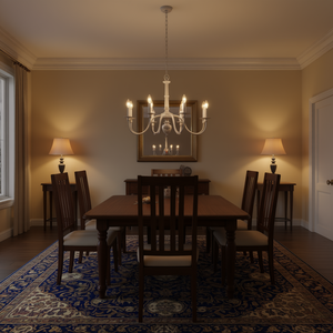 Lustre traditionnel en métal blanc à 8 lumières E27 LED, style farmhouse, luminaire de plafond intérieur - Product Image 2