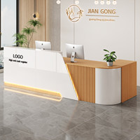 QT-212X Comptoir de caisse en cuir moderne et minimaliste, comptoir de réception de luxe léger pour salon de beauté, salon de thé, bar incurvé