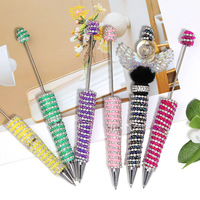 Stylos en résine dégradée avec perles de diamant, design entièrement orné de strass, pour bricolage, artisanat, chaîne à griffes, autocollant, stylos à perles de strass, vente en gros