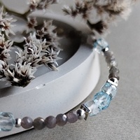 4mm Facettes Brésil Amazonite Aigue-Marine Apatite Pierre de Soleil Lapis Pierre de Lune Perle Naturelle Fait Main Vintage Or 18K Cadeau
